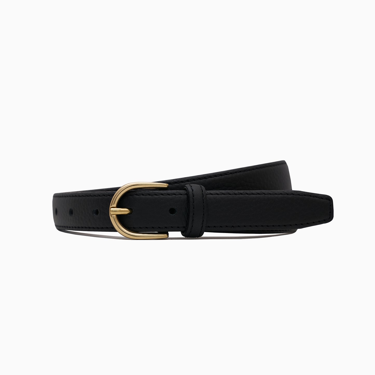 Black Pebbled Leather 1" Belt