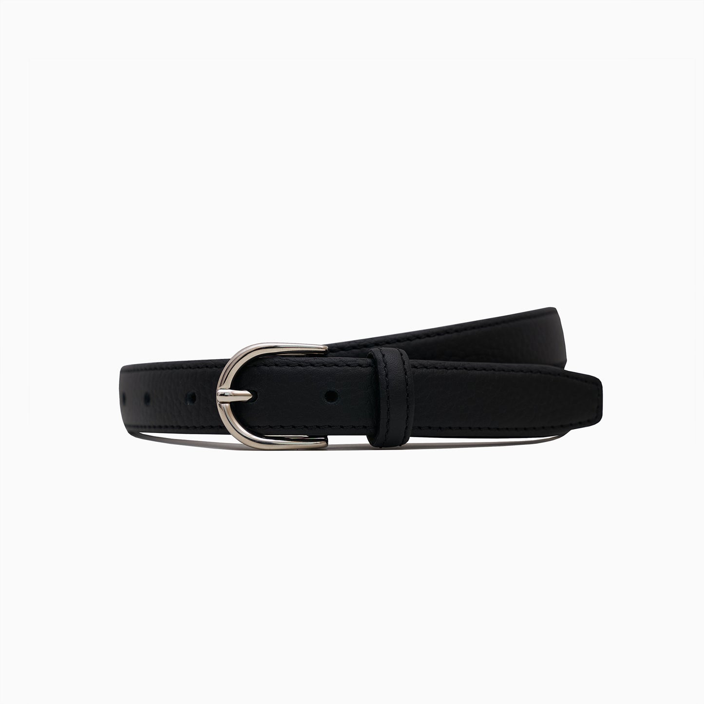 Black Pebble Leather Belt 1"