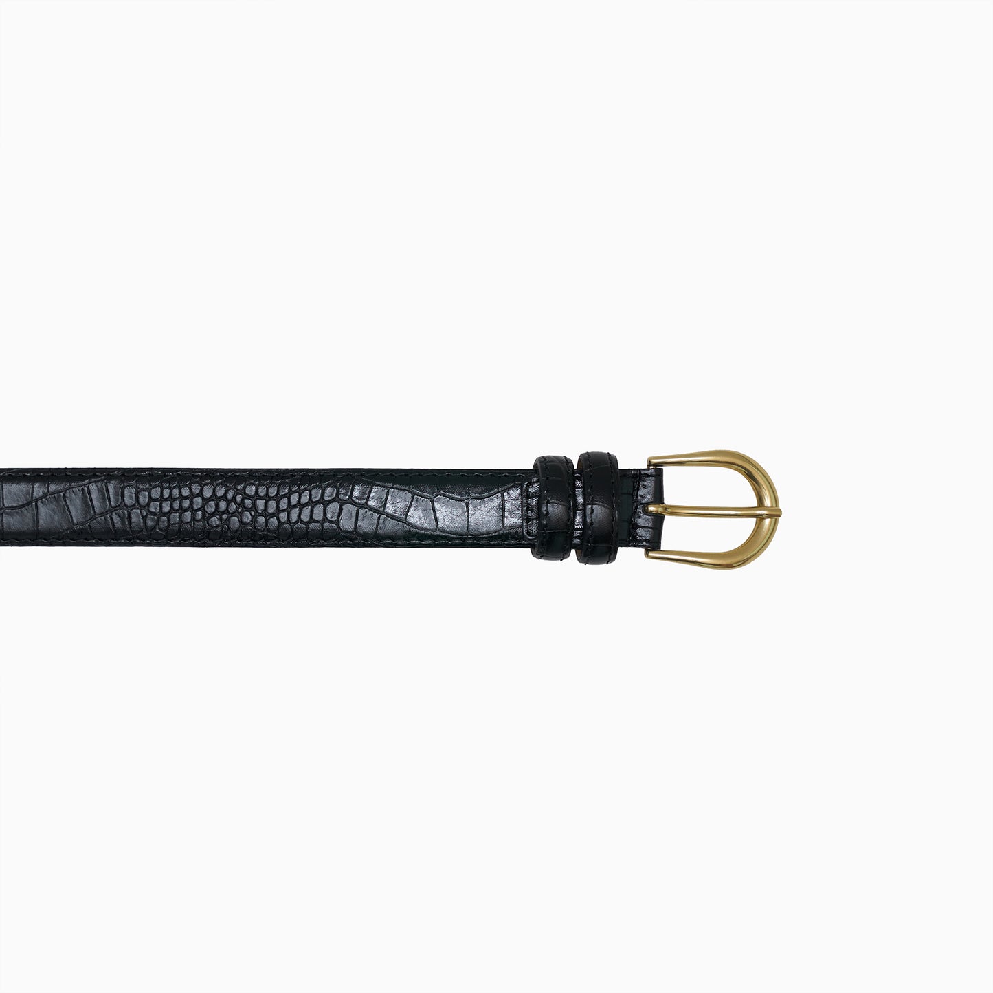 Black Croco Print 1” Leather Belt