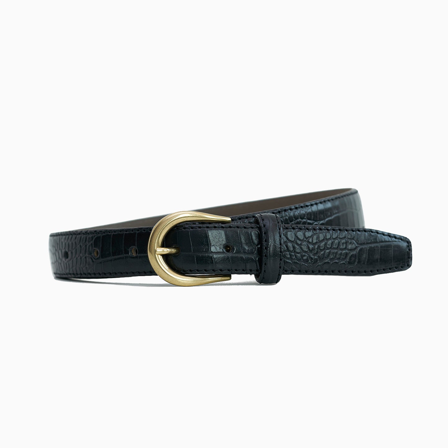 Black Croco Print 1" Belt