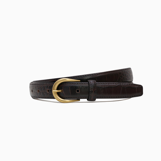 Brown Croco Print 1” Leather Belt