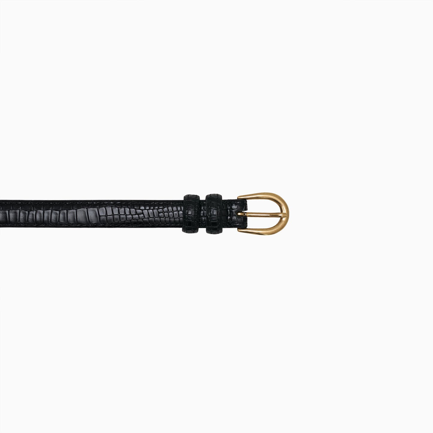 "Hollywood" 2cm Black Croco Leather Belt