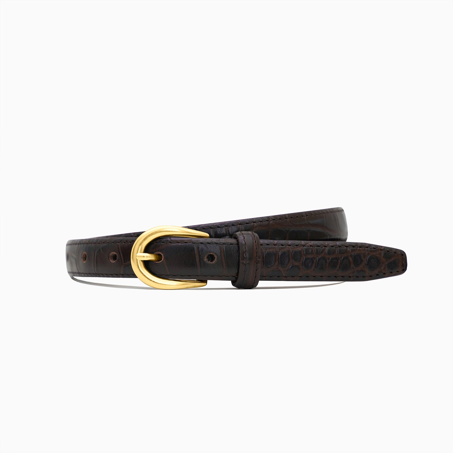 "Hollywood" Brown Croco Print Narrow Belt