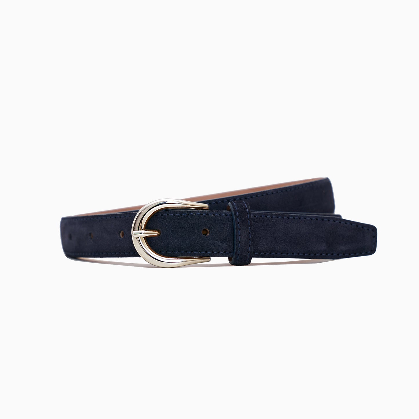 Navy Suede Leather 1" Belt