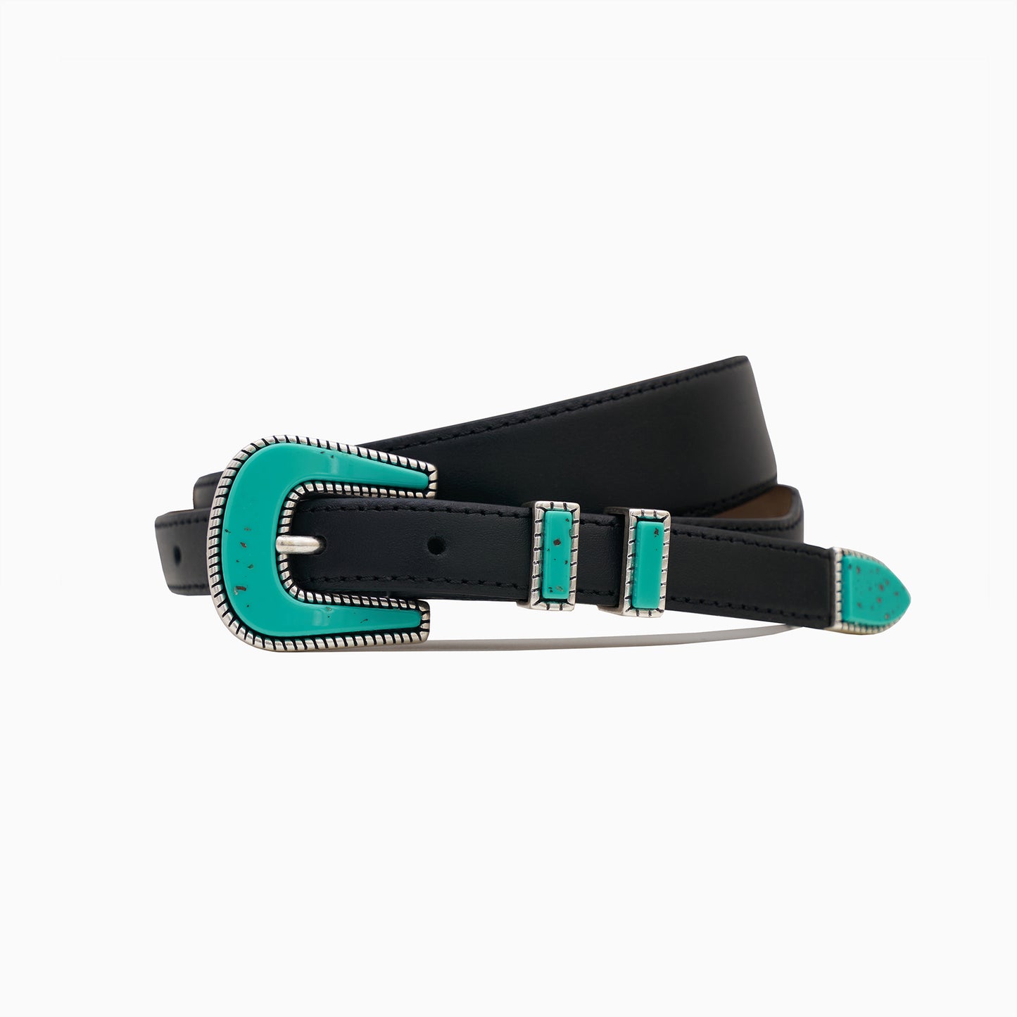 "Cowboy" Black Leather Belt