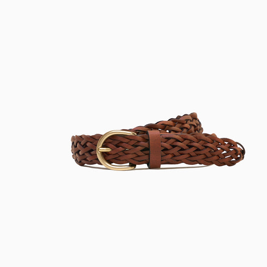 Hand-Braided Cognac Leather 1" Belt