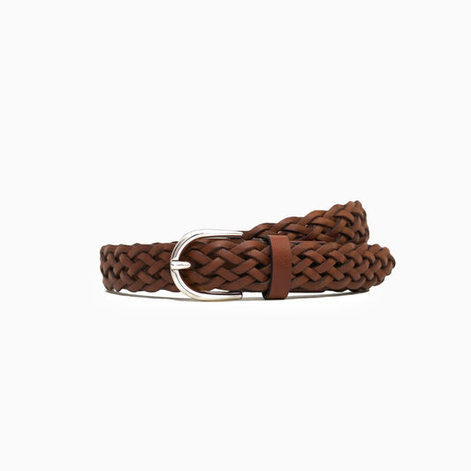 Hand-Braided Cognac Leather 1" Belt