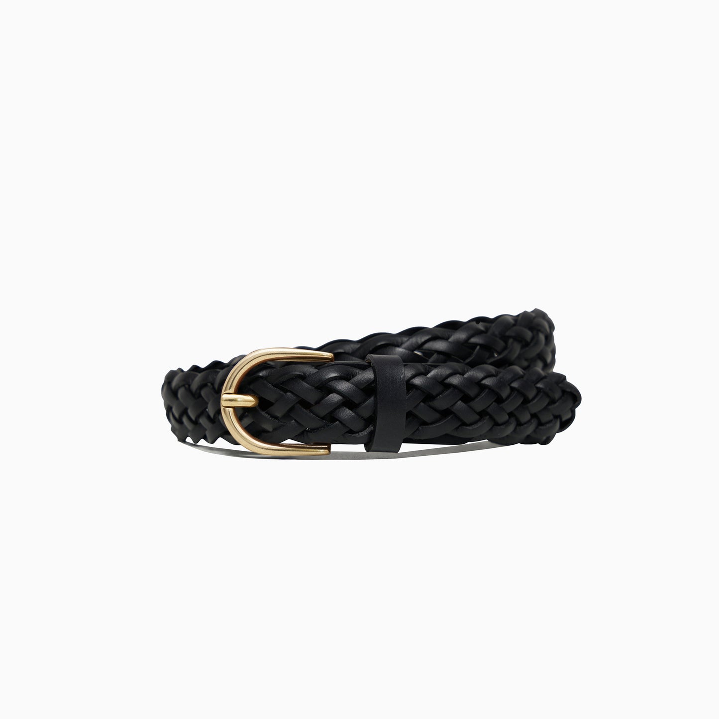 Hand-Braided Black Leather 1" Belt