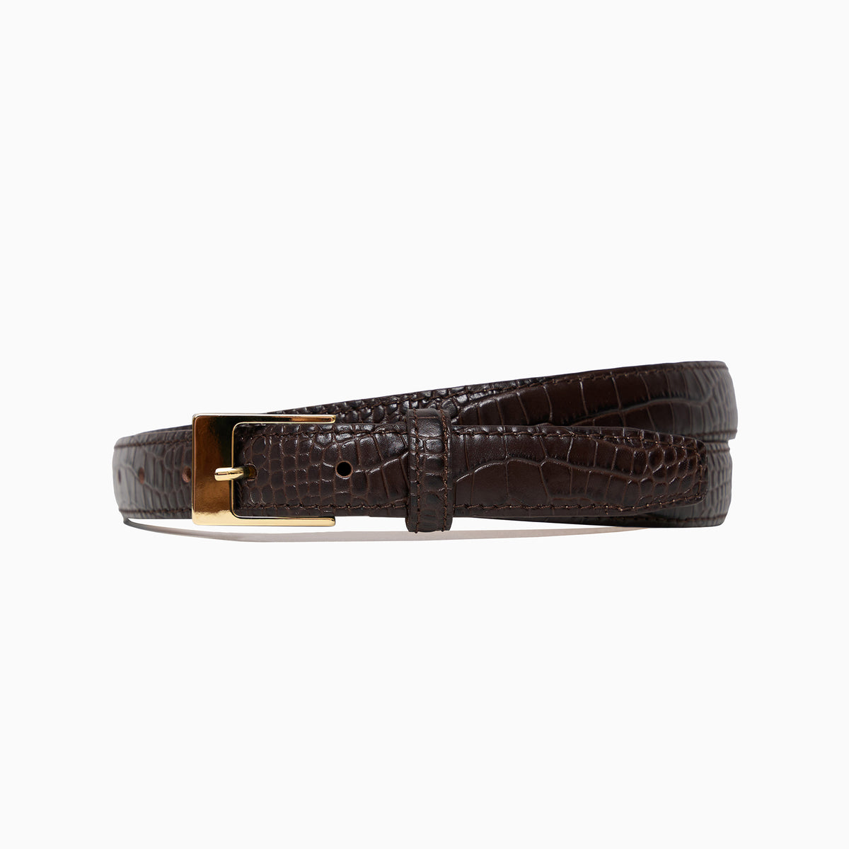 "Square" Brown Croco Print 1" Belt