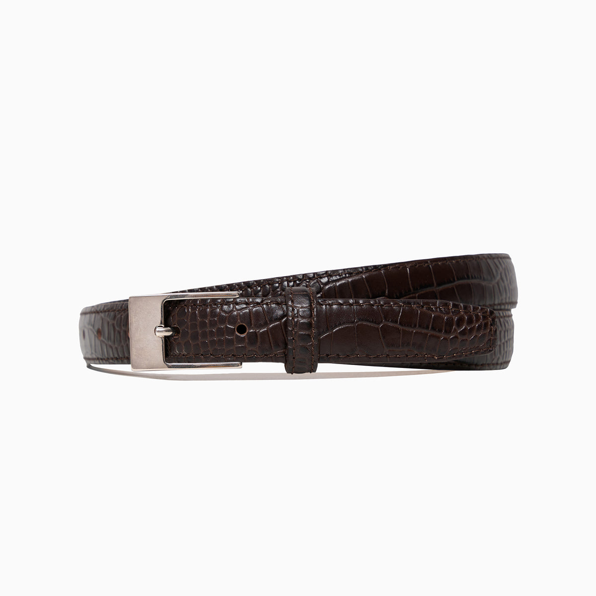 "Square" Brown Croco Print 1" Belt