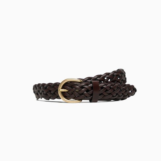 Hand-Braided Dark Brown Leather 1" Belt