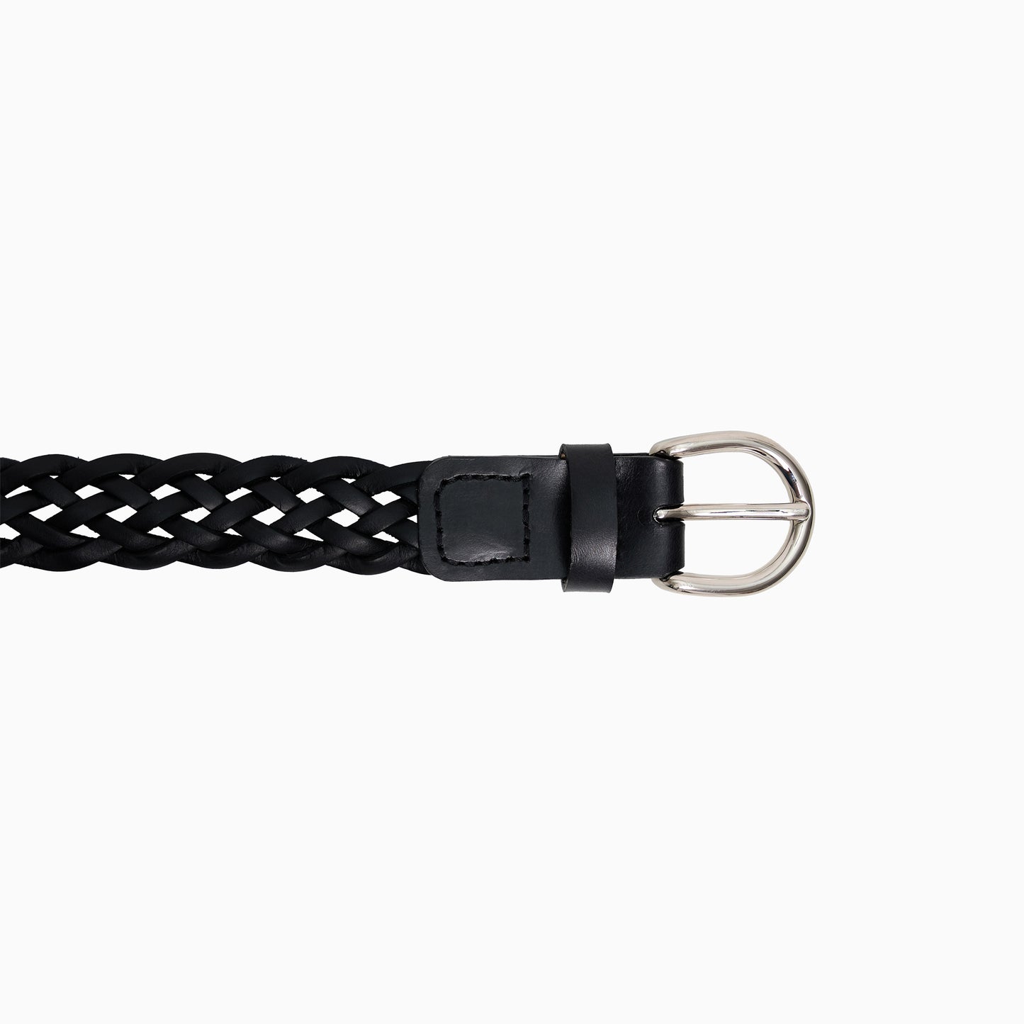 Hand-Braided Black Leather 1" Belt