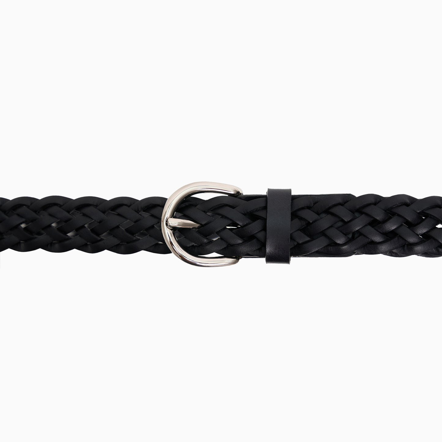Hand-Braided Black Leather 1" Belt