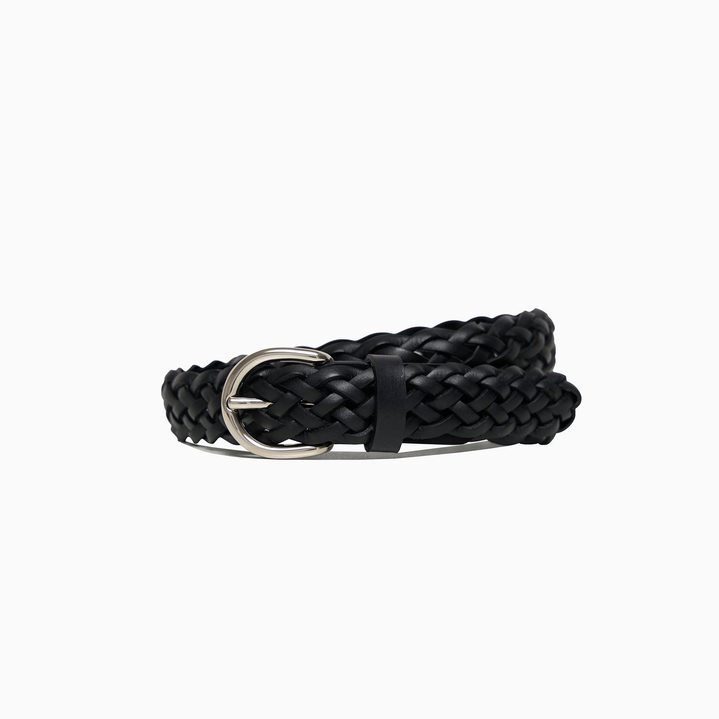 Hand-Braided Black Leather 1" Belt