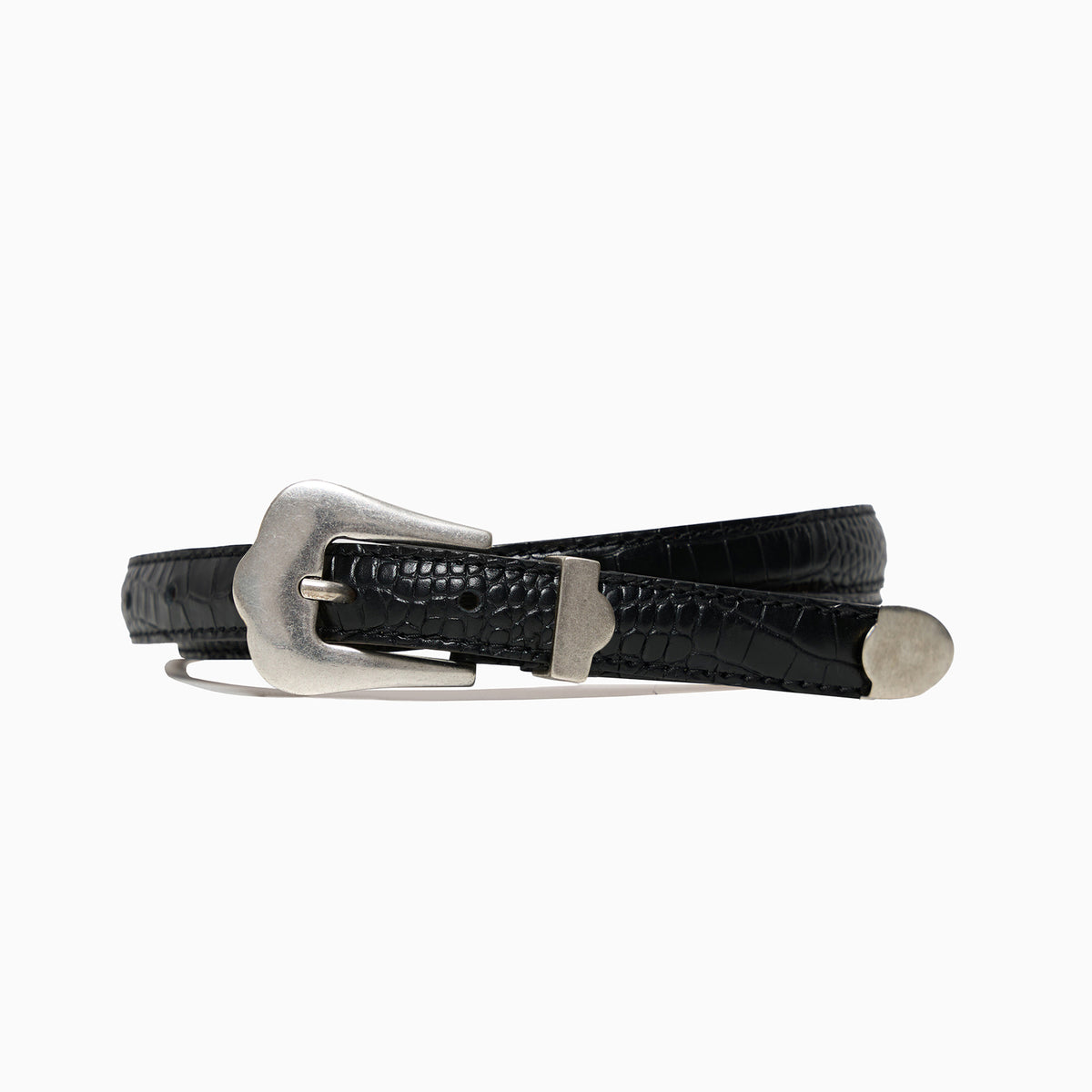 "Hollywood" "Tryptich" Black Croco Belt
